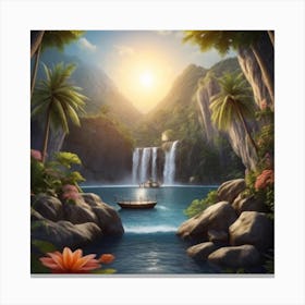 Waterfall In The Jungle 15 Canvas Print