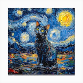 Starry Night Cat 13 Canvas Print