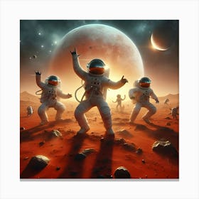 An Astronaut Dance Party On The Surface Of Mars, Digital Illustration 2 Canvas Print