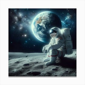Astronaut On The Moon 2 Canvas Print