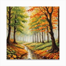 Forest In Autumn In Minimalist Style Square Composition 255 Canvas Print