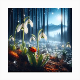 Snowdrops In The Forest Canvas Print