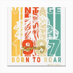 36th Birthday Gifts February 36 Years Old Vintage 1987 Mens Canvas Print