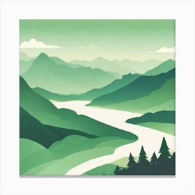 Misty mountains background in green tone 55 Canvas Print