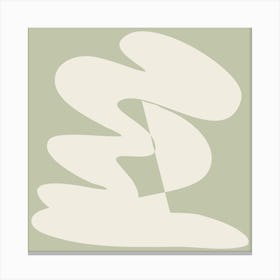 Organic Abstract Geometric Shape in Sage Green Square Canvas Print