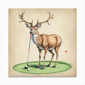 Deer Golf Canvas Print