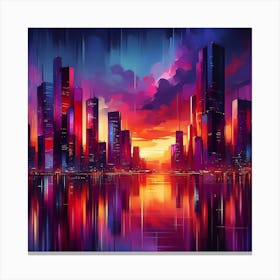Cityscape At Sunset 1 Canvas Print