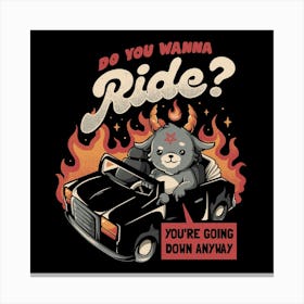 Ride to Hell - Funny Evil Creepy Baphomet Gift 1 Canvas Print
