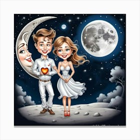 Couple On The Moon 1 Canvas Print