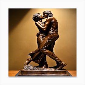 A Bronze Sculpture Of A Couple Kissing And Embraci (2) (1) Canvas Print