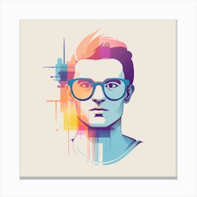 a colorful portrait of man with glasses Canvas Print
