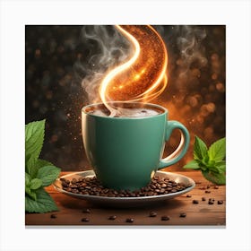 Coffee Cup With Smoke Canvas Print