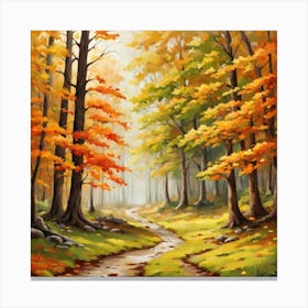 Forest In Autumn In Minimalist Style Square Composition 222 Canvas Print