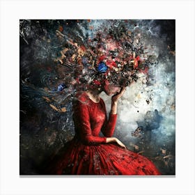 Young Woman In Red Dress Canvas Print