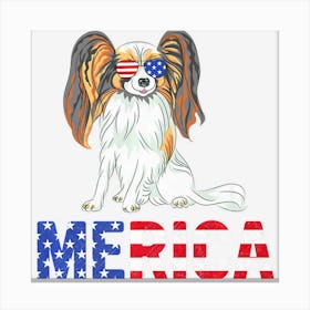 Limited Edition Merica Usa Flag Papillon Dog Sunglass Canvas Print