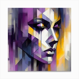 Purple and Yellow: An Abstract Painting of a Woman’s Face Canvas Print
