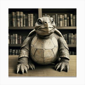 Turtle In Library Canvas Print