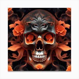 Skull With Flowers Canvas Print