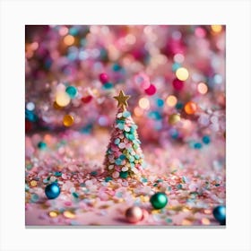 Christmas Tree With Confetti Canvas Print