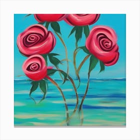 Roses On The Beach 1 Canvas Print