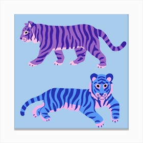Blue And Purple Tigers Canvas Print