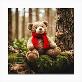 Teddy Bear In The Forest Canvas Print