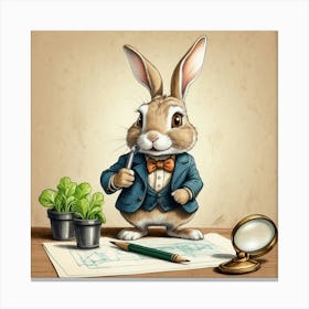 Rabbit In A Suit 57 Canvas Print