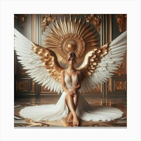 Angel With Golden Wings Canvas Print