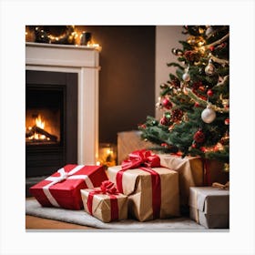 Christmas Tree With Presents 7 Canvas Print