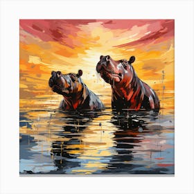 Sunset Hippo Canvas Print