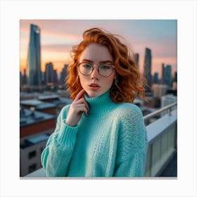 Portrait Of A Young Woman With Glasses Canvas Print