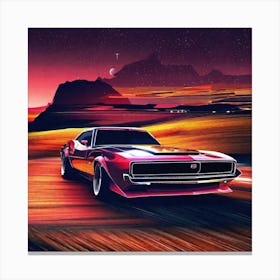 Classic Muscle Car At Night Canvas Print