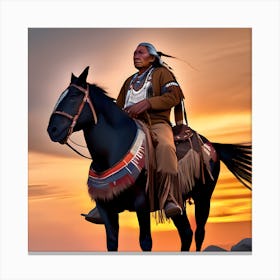 Native American Man On Horseback 2 Canvas Print