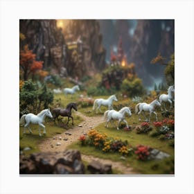 Miniature Horses In The Forest Canvas Print