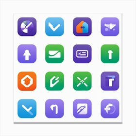 Assortment Of Flat Vector Icons Designed For Digital Interaction Encompassing Basic Digital Gesture (1) Canvas Print