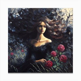 Girl With Roses Canvas Print