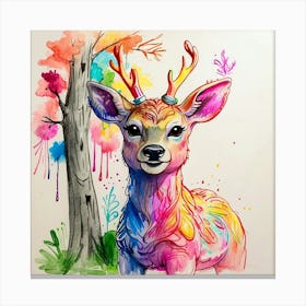 Deer Watercolor Painting 5 Canvas Print