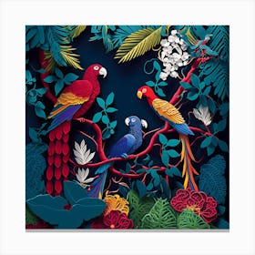 Parrots In The Jungle Canvas Print