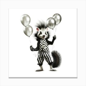 Skunk With Balloons Canvas Print