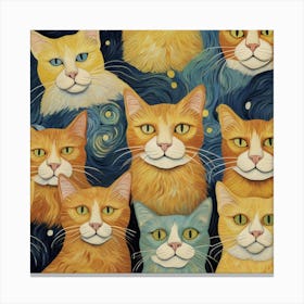 Default Van Gogh Cats 3 Canvas Print