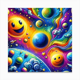 Super Kids Creativity:Smiley Faces In Space Canvas Print