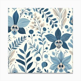 Scandinavian style,Pattern with blue Orchid flowers 1 Canvas Print