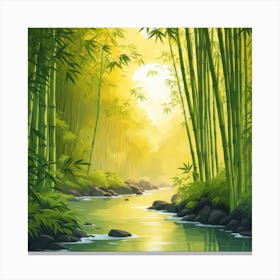 A Stream In A Bamboo Forest At Sun Rise Square Composition 288 Canvas Print
