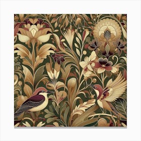 Wallpaper With Birds And Flowers 1 Canvas Print
