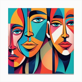 Three Women'S Faces 1 Canvas Print