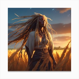 Woman In Wheat Field Canvas Print