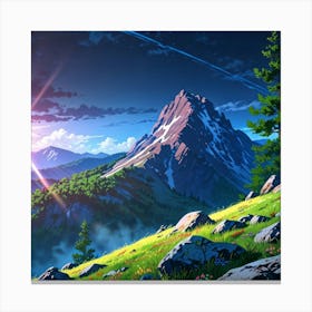 Anime Mountain Landscape Canvas Print