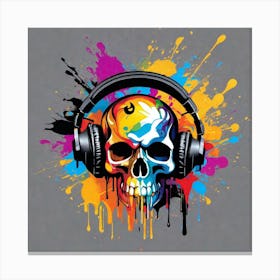 Skull With Headphones Canvas Print