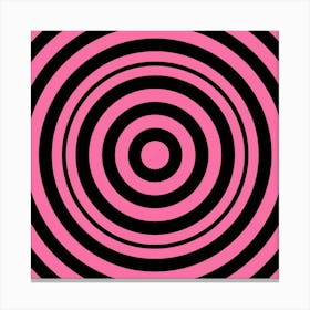 Pink And Black Psychedelic Circles Canvas Print