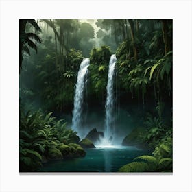 Waterfall In The Jungle 48 Canvas Print